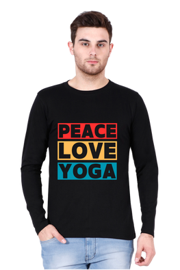 Full Sleeves Yoga T-Shirt (Peace:Love:Yoga)