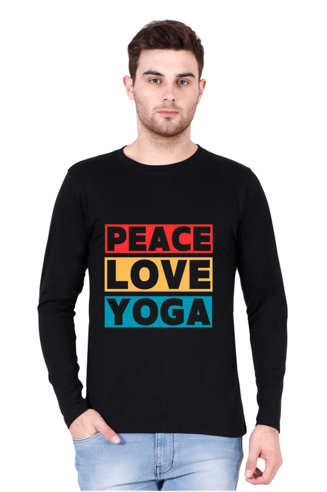 Full Sleeves Yoga T-Shirt (Peace:Love:Yoga)